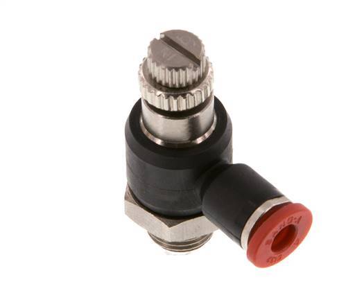 Flow Control Silencer Meter-In Elbow 4 mm - G1/8'' Brass/PA 66