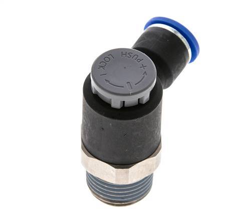 Flow Control Valve Meter-Out Elbow 10 mm - R1/2'' Brass/PA 66 Locknut