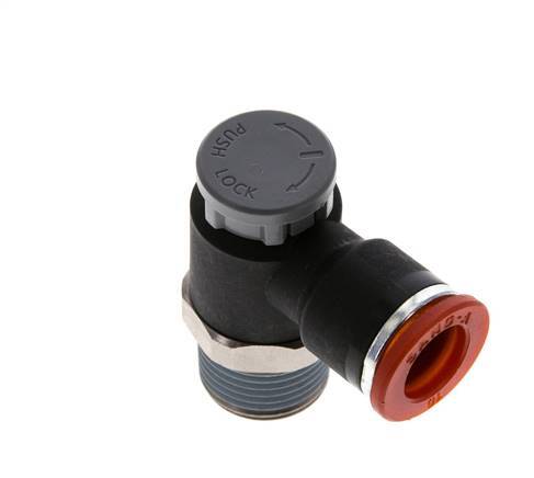 Flow Control Valve Meter-In Elbow 10 mm - R3/8'' Brass/PA 66 Locknut