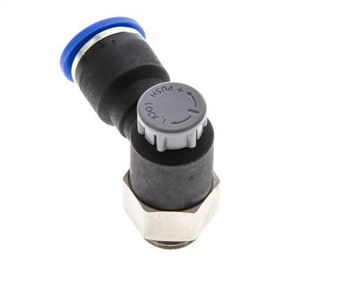 Flow Control Valve Meter-Out Elbow 10 mm - G1/4'' Brass/PA 66 Locknut