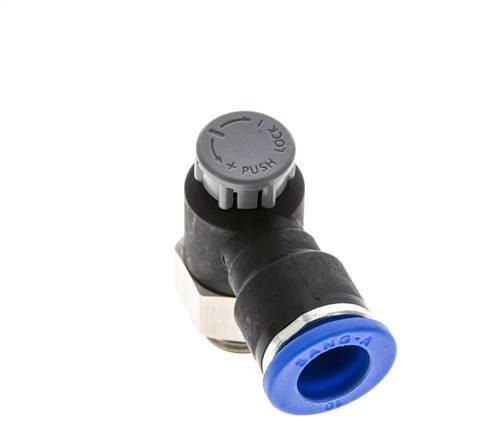Flow Control Valve Meter-Out Elbow 10 mm - G1/4'' Brass/PA 66 Locknut