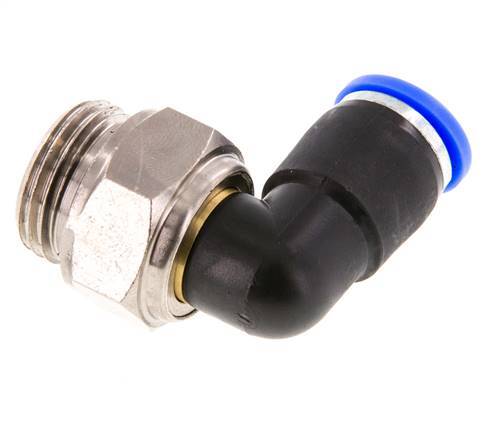 10mm & G1/2'' Elbow Swivel Joint Push-In-Male Threads Nickel-Plated Brass/PBT NBR Rotatable