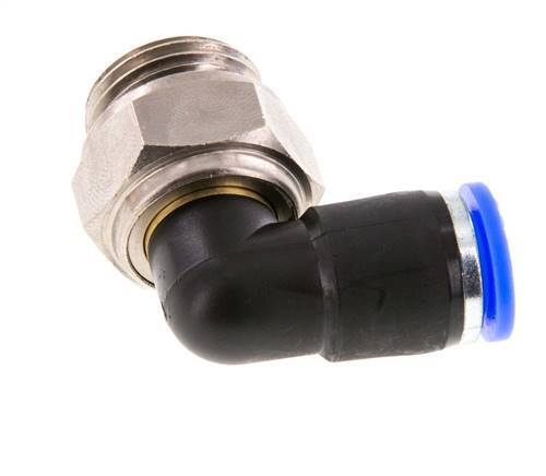 10mm & G1/2'' Elbow Swivel Joint Push-In-Male Threads Nickel-Plated Brass/PBT NBR Rotatable