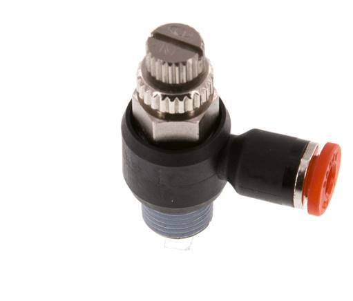 Flow Control Silencer Meter-In Elbow 4 mm - R1/8'' Brass/PA 66