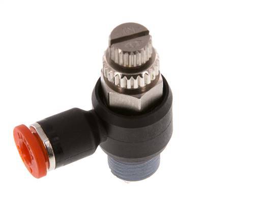 Flow Control Silencer Meter-In Elbow 4 mm - R1/8'' Brass/PA 66