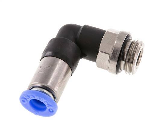 Push-In Fitting 6mm & G1/4'' Male Auto Shut-Off Elbow Brass/PBT 0-10bar (0-145psi)