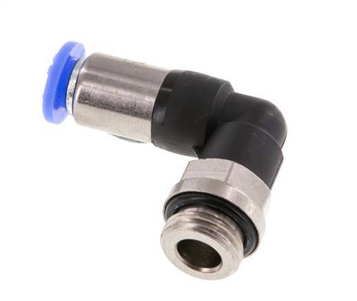 Push-In Fitting 6mm & G1/4'' Male Auto Shut-Off Elbow Brass/PBT 0-10bar (0-145psi)