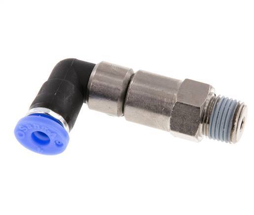 4mm & R1/8'' Elbow Quick Swivel Joint Push-In-Male Threads Nickel-Plated Brass/PBT NBR Rotatable