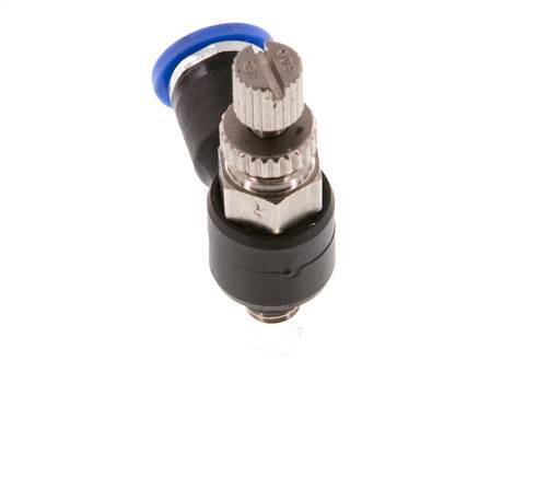 Flow Control Silencer Meter-Out Elbow 4 mm - M5 Brass/PA 66