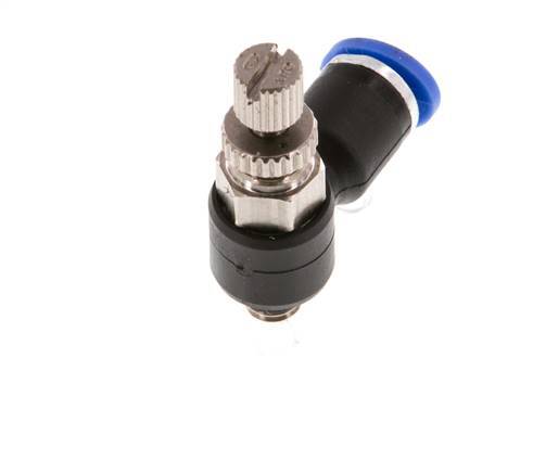Flow Control Silencer Meter-Out Elbow 4 mm - M5 Brass/PA 66
