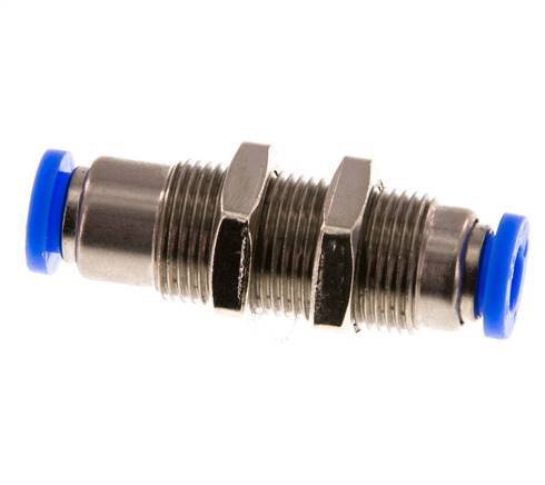 Push-In Fitting 6mm Auto Shut-Off Brass/PBT Bulkhead 0-10bar (0-145psi)