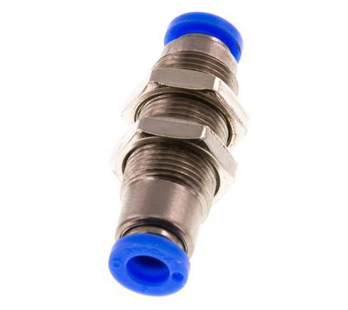 Push-In Fitting 6mm Auto Shut-Off Brass/PBT Bulkhead 0-10bar (0-145psi)