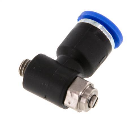 Flow Control Silencer Meter-Out Elbow 6 mm - M5 Brass/PA 66 Slotted Screw