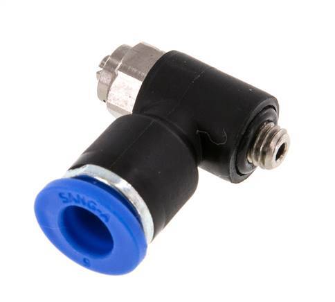 Flow Control Silencer Meter-Out Elbow 6 mm - M5 Brass/PA 66 Slotted Screw