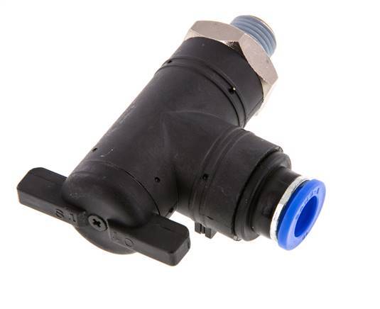 2-Way Elbow Ball Valve 10 mm - R1/4'' Plastic/Brass