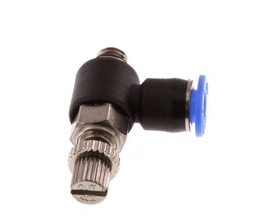 Flow Control Silencer Meter-Out Elbow 4 mm - M5 Brass/PBT