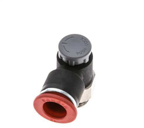 Flow Control Valve Meter-In Elbow 12 mm - G3/8'' Brass/PA 66 Locknut