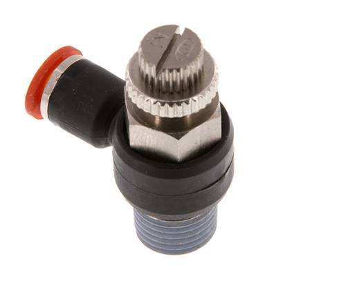 Flow Control Silencer Meter-In Elbow 6 mm - R1/4'' Brass/PA 66