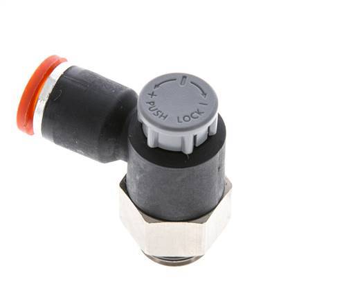 Flow Control Valve Meter-In Elbow 8 mm - G1/4'' Brass/PA 66 Locknut