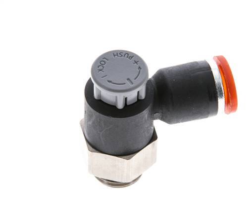 Flow Control Valve Meter-In Elbow 8 mm - G1/4'' Brass/PA 66 Locknut