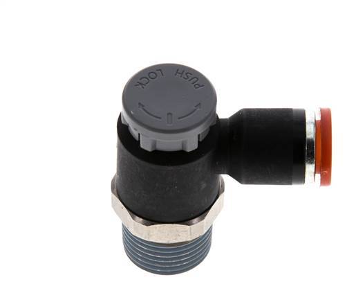 Flow Control Valve Meter-In Elbow 8 mm - R3/8'' Brass/PA 66 Locknut
