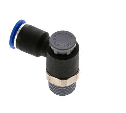 Flow Control Valve Meter-Out Elbow 12 mm - R1/2'' Brass/PA 66 Locknut