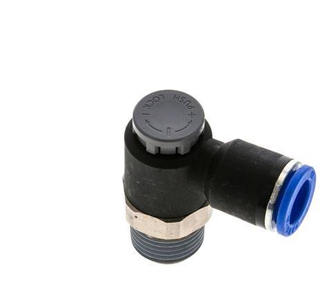 Flow Control Valve Meter-Out Elbow 12 mm - R1/2'' Brass/PA 66 Locknut