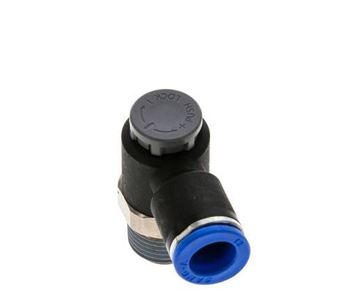 Flow Control Valve Meter-Out Elbow 12 mm - R1/2'' Brass/PA 66 Locknut