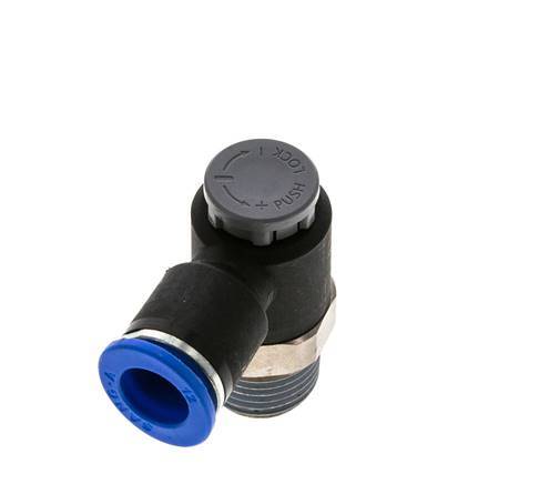 Flow Control Valve Meter-Out Elbow 12 mm - R1/2'' Brass/PA 66 Locknut