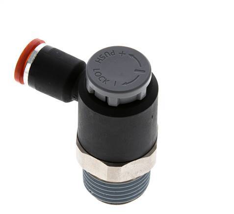 Flow Control Valve Meter-In Elbow 8 mm - R1/2'' Brass/PA 66 Locknut