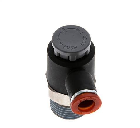 Flow Control Valve Meter-In Elbow 8 mm - R1/2'' Brass/PA 66 Locknut