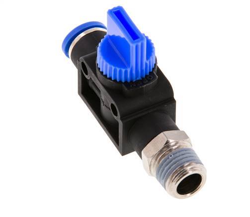 3/2-Way Shut-Off Hand Valve 8 mm - R1/4'' Plastic/Brass Thread-side venting