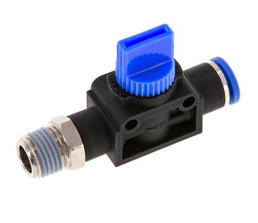 3/2-Way Shut-Off Hand Valve 8 mm - R1/4'' Plastic/Brass Thread-side venting