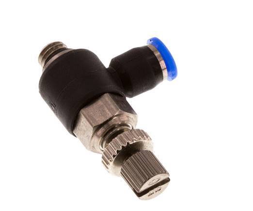 Flow Control Silencer Meter-Out Elbow 3 mm - M5 Brass/PBT