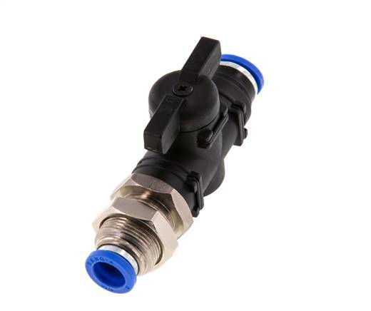 2-Way Straight Ball Valve 8 mm Plastic/Brass Bulkhead