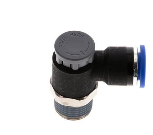 Flow Control Valve Meter-Out Elbow 10 mm - R3/8'' Brass/PA 66 Locknut