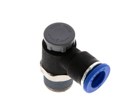 Flow Control Valve Meter-Out Elbow 10 mm - R3/8'' Brass/PA 66 Locknut