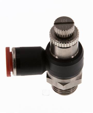 Flow Control Silencer Meter-In Elbow 8 mm - G1/4'' Brass/PA 66