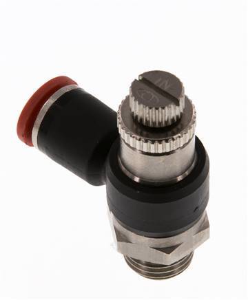 Flow Control Silencer Meter-In Elbow 8 mm - G1/4'' Brass/PA 66