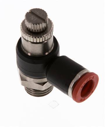 Flow Control Silencer Meter-In Elbow 8 mm - G1/4'' Brass/PA 66