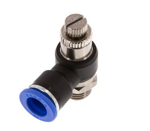 Flow Control Silencer Meter-Out Elbow 10 mm - G1/4'' Brass/PA 66