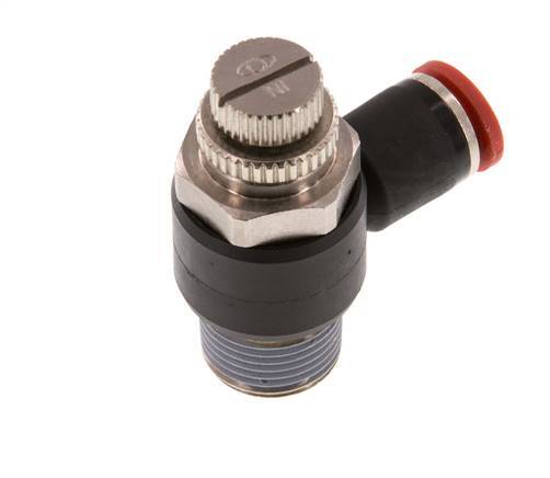 Flow Control Silencer Meter-In Elbow 8 mm - R3/8'' Brass/PA 66