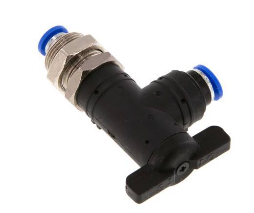 2-Way Elbow Ball Valve 6 mm Plastic/Brass Bulkhead