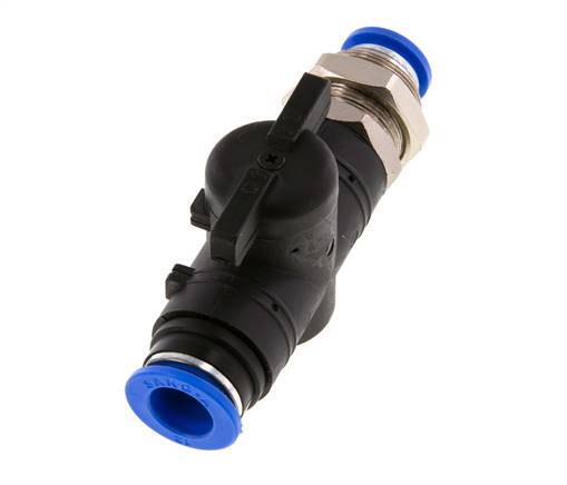2-Way Straight Ball Valve 12 mm Plastic/Brass Bulkhead