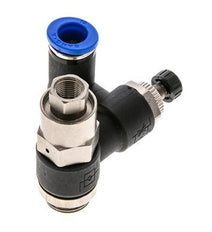 Flow Control Silencer Meter-Out Rotatable 10 mm - G3/8''-G1/8'' Brass/PA 66 with Pilot Operated Check Valve