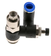 Flow Control Silencer Meter-Out Rotatable 10 mm - G3/8''-G1/8'' Brass/PA 66 with Pilot Operated Check Valve