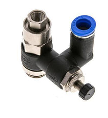 Flow Control Silencer Meter-Out Rotatable 10 mm - G3/8''-G1/8'' Brass/PA 66 with Pilot Operated Check Valve