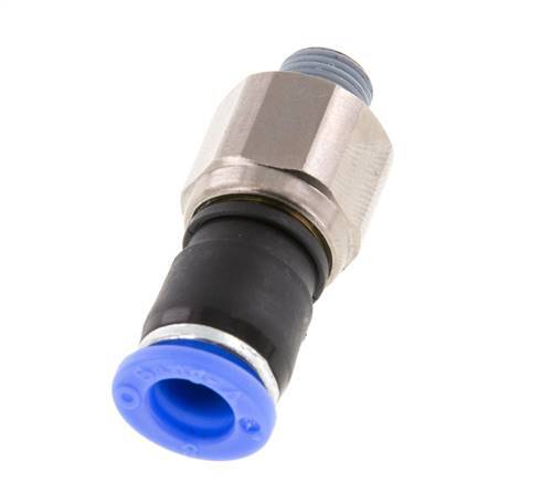 8mm & R1/8'' Swivel Joint Push-In-Male Threads Nickel-Plated Brass/PBT NBR Rotatable