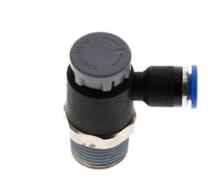 Flow Control Valve Meter-Out Elbow 6 mm - R3/8'' Brass/PA 66 Locknut