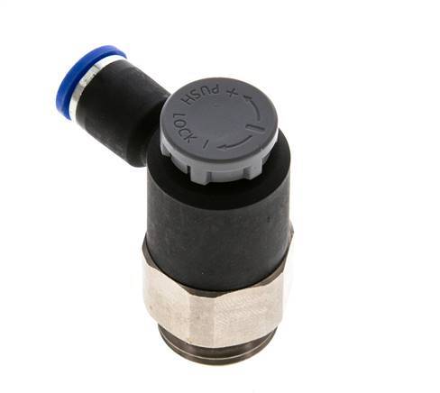 Flow Control Valve Meter-Out Elbow 8 mm - G1/2'' Brass/PA 66 Locknut